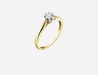 Ring with Diamond in yellow gold color