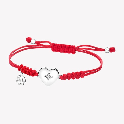 Bracelet with white gold elements and a diamond - heart, angel