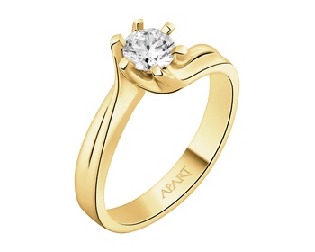 14 K Yellow Gold Ring with Diamond - 0,37 ct - fineness 14 K