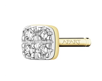 9 K Rhodium-Plated Yellow Gold Earring with Diamonds - 0,01 ct - fineness 9 K