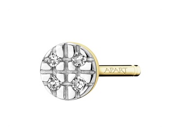 9 K Rhodium-Plated Yellow Gold Earring with Diamonds - 0,008 ct - fineness 9 K