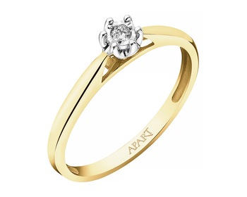 9ct Yellow Gold, White Gold Ring with Diamond - 0,02 ct - fineness 375