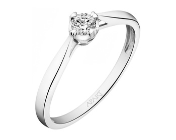 750 Rhodium-Plated White Gold Ring with Diamond - 0,12 ct - fineness 18 K