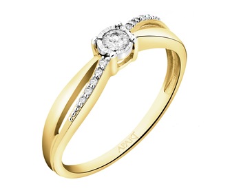 585 Yellow And White Gold Plated Ring - 0,12 ct - fineness 585