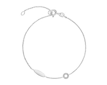 14 K Rhodium-Plated White Gold Bracelet with Diamonds - 0,02 ct - fineness 14 K
