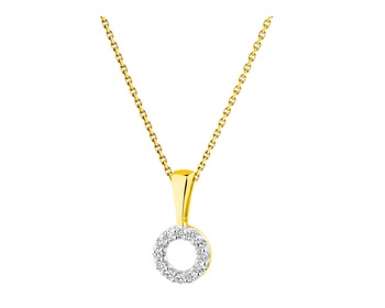 9 K Rhodium-Plated Yellow Gold Pendant with Diamonds - 0,02 ct - fineness 9 K