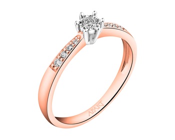 585 Rhodium Plated Rose & White Gold Ring - 0,13 ct - fineness 585