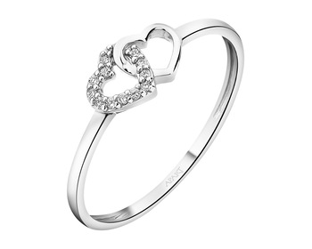 9 K Rhodium-Plated White Gold Ring with Diamonds - 0,02 ct - fineness 14 K