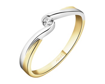 Yellow gold ring with brilliant - 0,06 ct - fineness 14 K