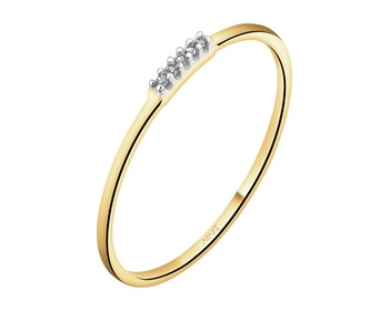 9 K Rhodium-Plated Yellow Gold Ring with Diamonds - 0,01 ct - fineness 9 K