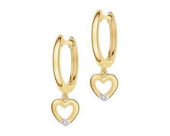 9 K Rhodium-Plated Yellow Gold Earrings with Diamonds - 0,008 ct - fineness 9 K