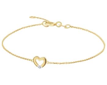 9 K Rhodium-Plated Yellow Gold Bracelet with Diamond - 0,004 ct - fineness 9 K