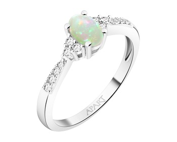 14 K Rhodium-Plated White Gold Ring - fineness 14 K