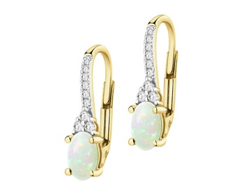 14 K Rhodium-Plated Yellow Gold Earrings  - fineness 14 K