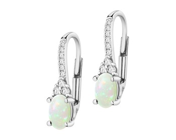 14 K Rhodium-Plated White Gold Earrings  - fineness 14 K