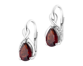 14 K Rhodium-Plated White Gold Earrings  - fineness 14 K