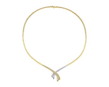 14 K Rhodium-Plated Yellow Gold Collar Necklace with Diamonds - 0,43 ct - fineness 14 K