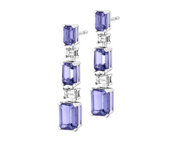 14 K Rhodium-Plated White Gold Dangling Earring  - fineness 14 K