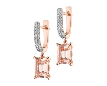  Rhodium Plated Rose Gold Dangling Earring - fineness 14 K