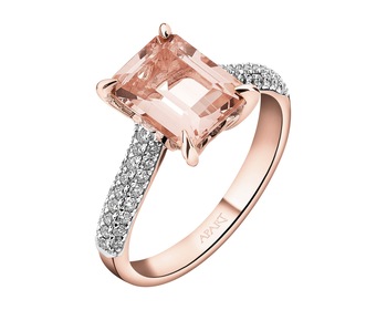 14 K Rhodium Plated Rose Gold Ring - fineness 14 K