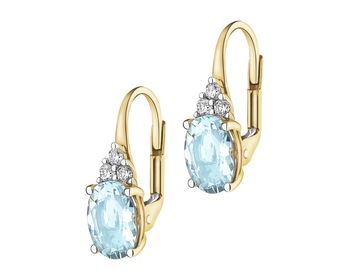 14 K Rhodium-Plated Yellow Gold Earrings - fineness 14 K