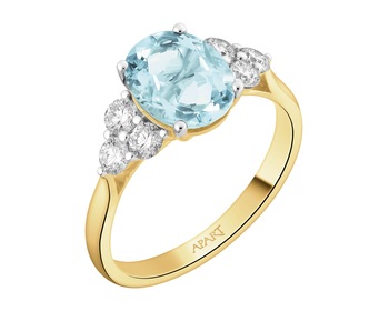 14 K Rhodium-Plated Yellow Gold Ring - fineness 14 K