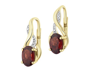 14 K Rhodium-Plated Yellow Gold Earrings - fineness 14 K