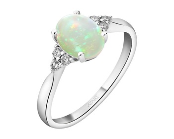 14 K Rhodium-Plated White Gold Ring - fineness 14 K