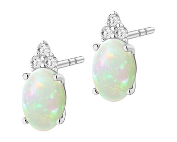 14 K Rhodium-Plated White Gold Earrings  - fineness 14 K