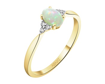 14 K Rhodium-Plated Yellow Gold Ring - fineness 14 K