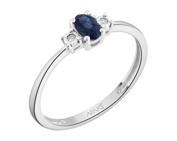 14 K Rhodium-Plated White Gold Ring - fineness 14 K