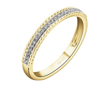 14 K Rhodium-Plated Yellow Gold Ring with Diamonds - 0,07 ct - fineness 14 K