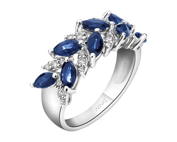 18 K Rhodium-Plated White Gold Ring - fineness 18 K