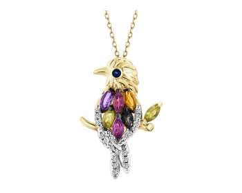 14 K Rhodium-Plated Yellow Gold Pendant - fineness 14 K