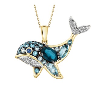 14 K Rhodium-Plated Yellow Gold Pendant - fineness 14 K