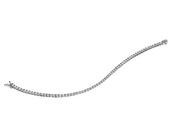 14 K Rhodium-Plated White Gold Tennis Bracelet with Diamonds - 3,55 ct - fineness 14 K