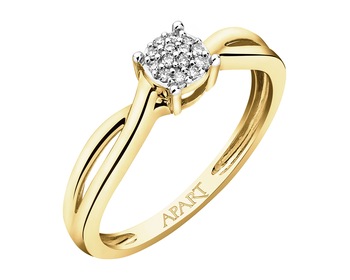 9ct Yellow Gold Ring with Diamonds - 0,03 ct - fineness 9 K