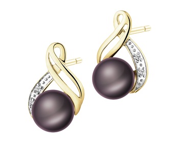 14 K Rhodium-Plated Yellow Gold Necklace with Diamonds - fineness 14 K