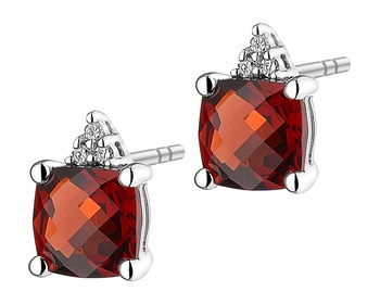 14 K Rhodium-Plated White Gold Earrings - fineness 14 K