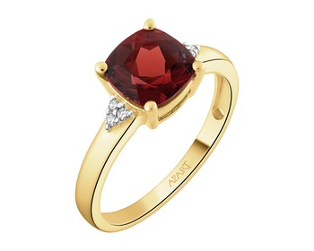 14 K Rhodium-Plated Yellow Gold Ring - fineness 14 K