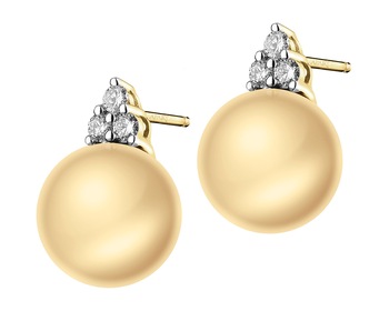 14 K Rhodium-Plated Yellow Gold Earrings - fineness 14 K