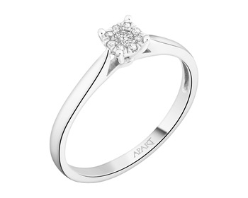 White gold diamond ring - 0,07 ct - fineness 9 K