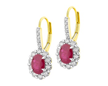 14 K Rhodium-Plated Yellow Gold Earrings  - fineness 14 K