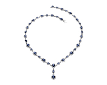 18 K Rhodium-Plated White Gold Necklace with Diamonds - fineness 18 K