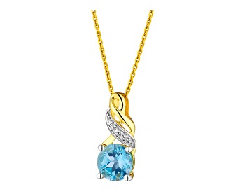 9ct Yellow Gold Pendant with Diamonds - fineness 14 K