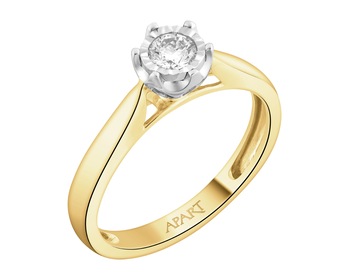 Two tone brilliant diamond ring - 0,18 ct - fineness 585