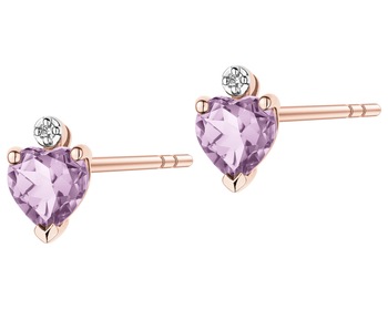 9 K Rhodium Plated Rose Gold Earrings  - fineness 9 K