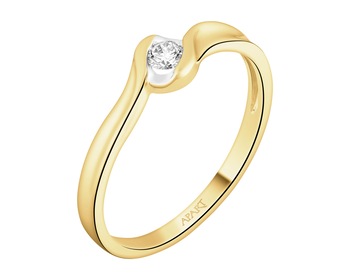 Yellow gold brilliant cut diamond ring - 0,08 ct - fineness 14 K