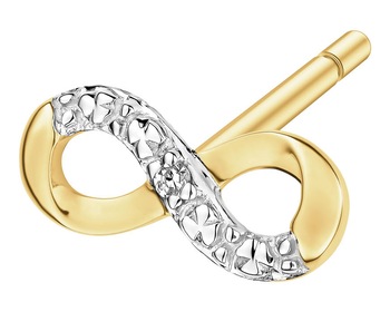 9 K Rhodium-Plated Yellow Gold Earring with Diamond - 0,003 ct - fineness 9 K