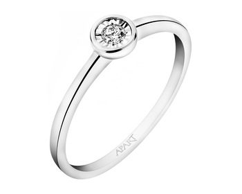 9 K Rhodium-Plated White Gold Ring with Diamond - 0,05 ct - fineness 9 K